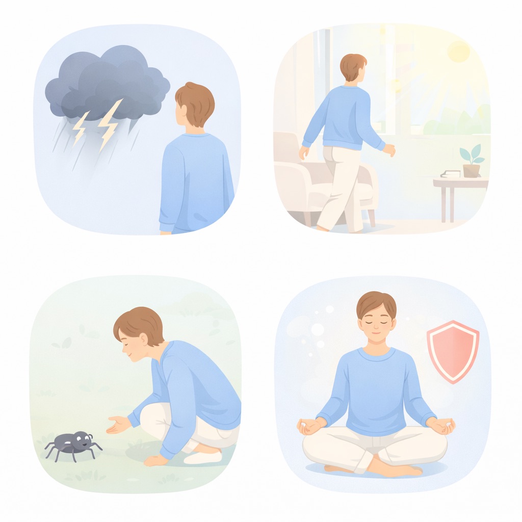 Quatre situations traitées en TCC : gestion de l'anxiété, reprise d'activités, exposition aux phobies et gestion du stress